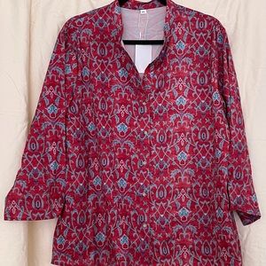 Red peasant style top